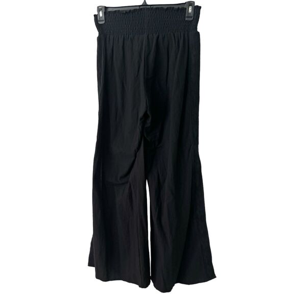 NWT Mr. Buho Black Flowy Smocked High Rise Wide Leg Crochet Beach Pants Large - Picture 2 of 10